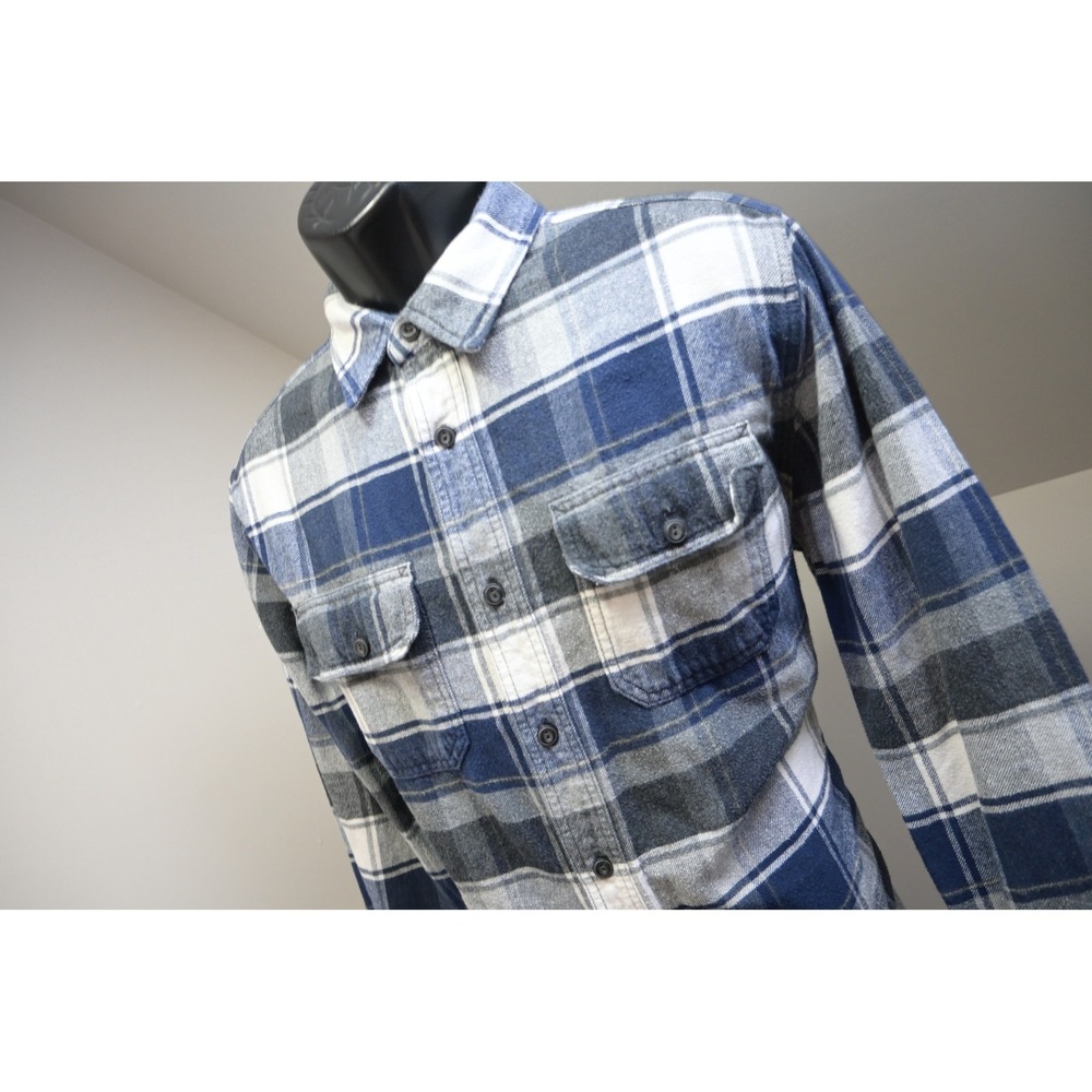 American Eagle Heritage Flannel Shirt Mens Large Blue Plaid Classic Fit EUC